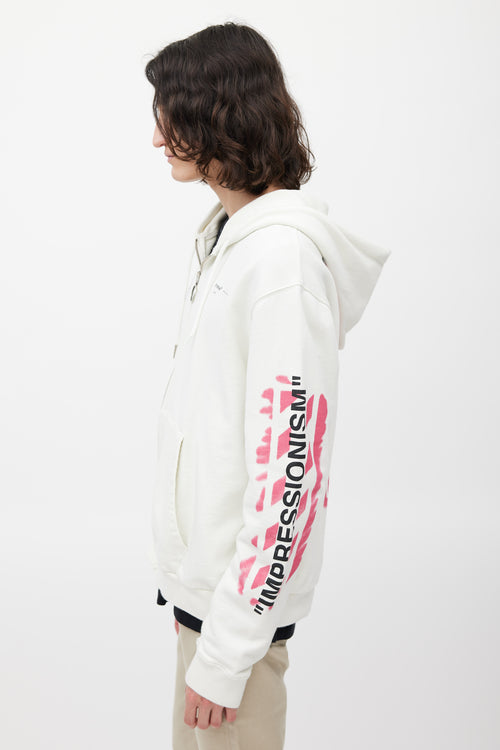 Off-White White 
Multicolour Impressionism Logo Hoodie