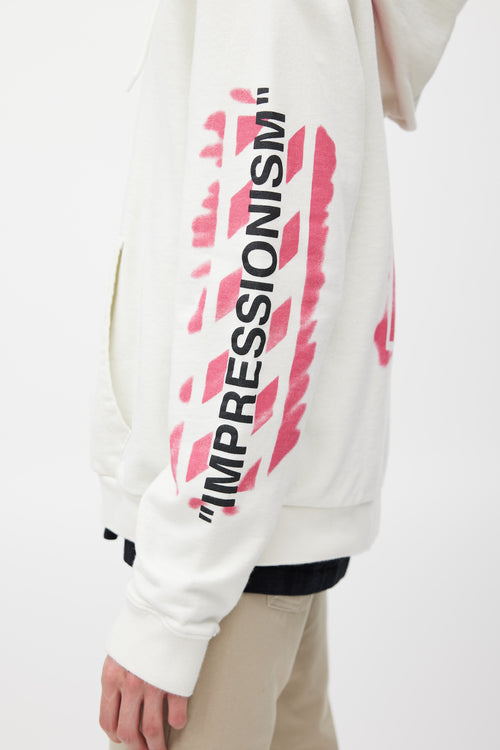 Off-White White 
Multicolour Impressionism Logo Hoodie