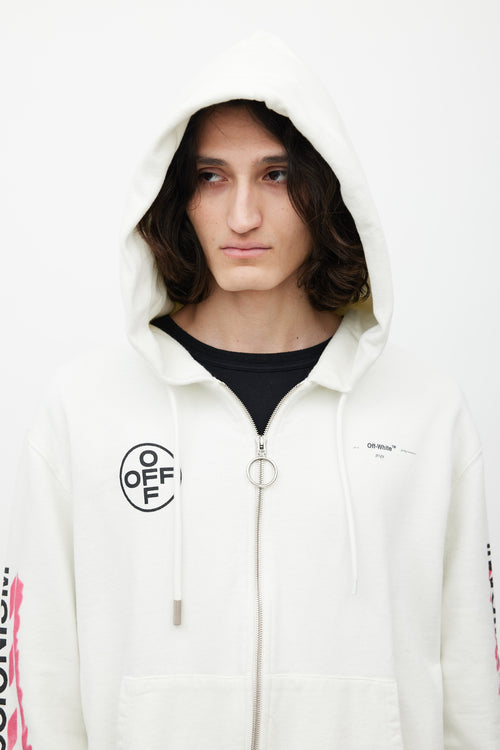 Off-White White 
Multicolour Impressionism Logo Hoodie