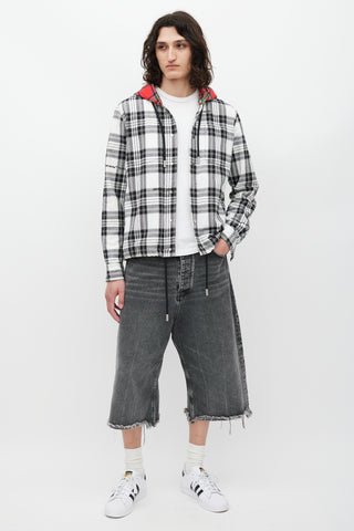 Off-White White 
Multicolour Plaid Hooded Jacket