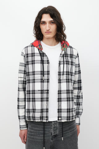 Off-White White 
Multicolour Plaid Hooded Jacket