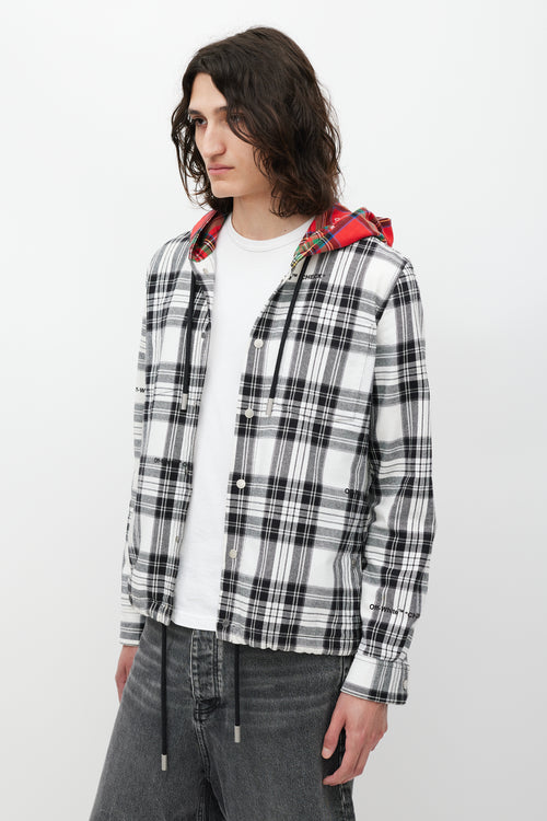 Off-White White 
Multicolour Plaid Hooded Jacket