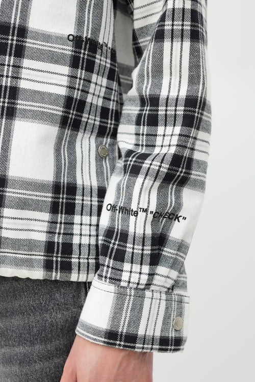 Off-White White 
Multicolour Plaid Hooded Jacket