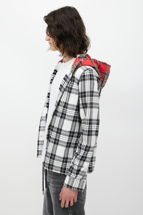 Off-White White 
Multicolour Plaid Hooded Jacket