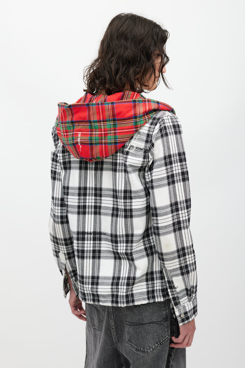 Off-White White 
Multicolour Plaid Hooded Jacket