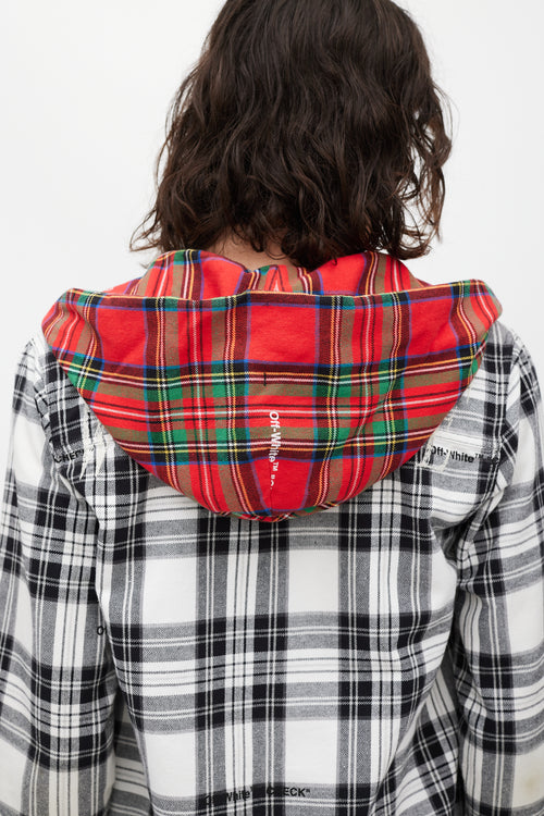 Off-White White 
Multicolour Plaid Hooded Jacket