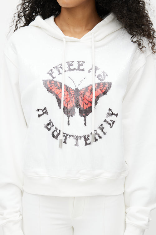 Off-White White Sequin Butterfly Hoodie