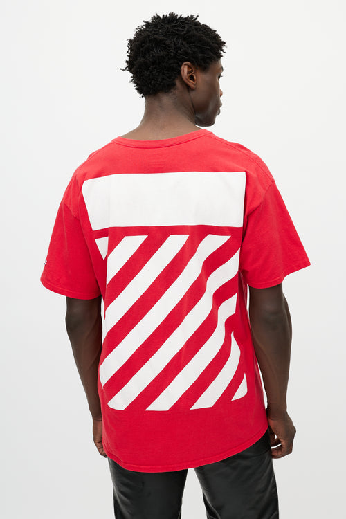 Off-White X Champion Red 
White Wisconsin Logo T-Shirt