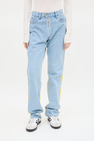 Off-White X Levis Blue 
Yellow Panelled Jeans