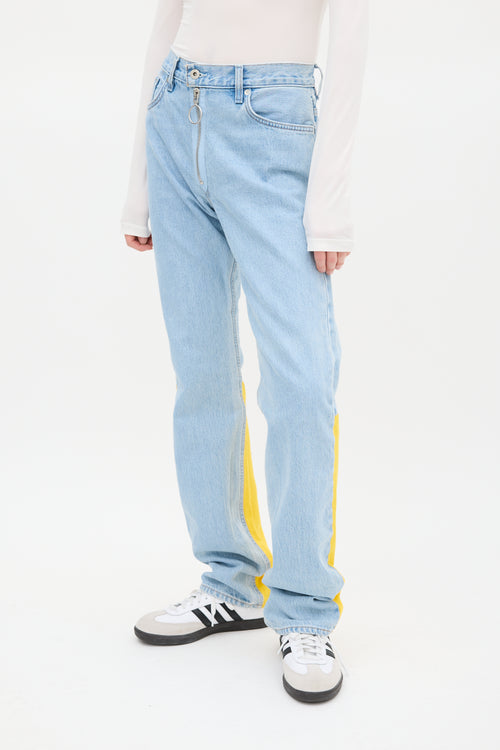 Off-White X Levis Blue 
Yellow Panelled Jeans