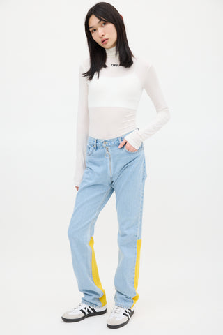 Off-White X Levis Blue 
Yellow Panelled Jeans