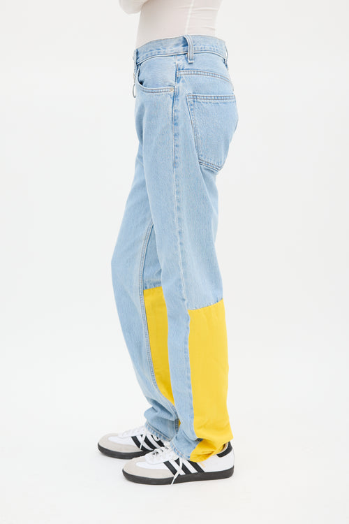 Off-White X Levis Blue 
Yellow Panelled Jeans