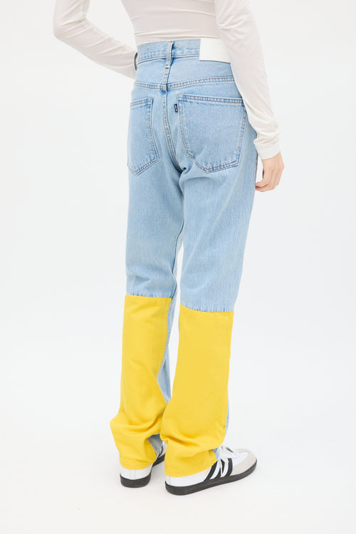 Off-White X Levis Blue 
Yellow Panelled Jeans