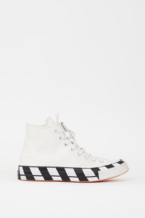 Off-White X Converse White 
Black Chuck 70 Hi Sneaker