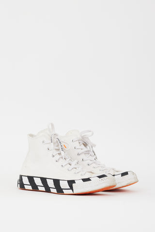 Off-White X Converse White 
Black Chuck 70 Hi Sneaker