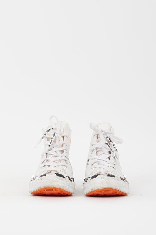 Off-White X Converse White 
Black Chuck 70 Hi Sneaker