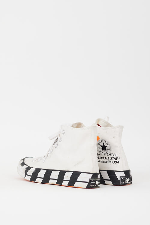 Off-White X Converse White 
Black Chuck 70 Hi Sneaker