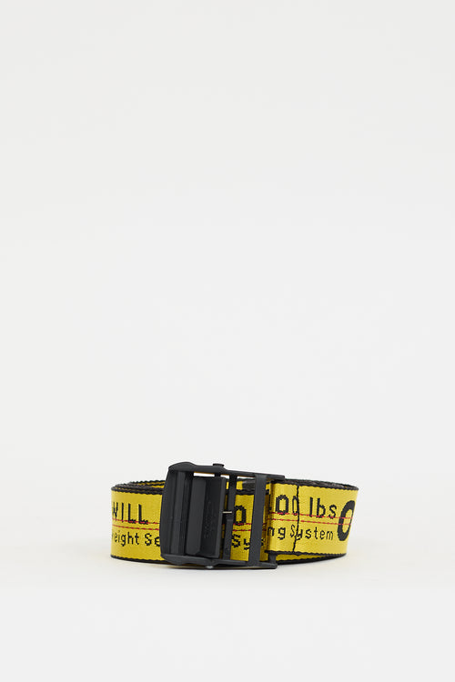 Off-White Yellow 
Black Industrial Logo Long Belt