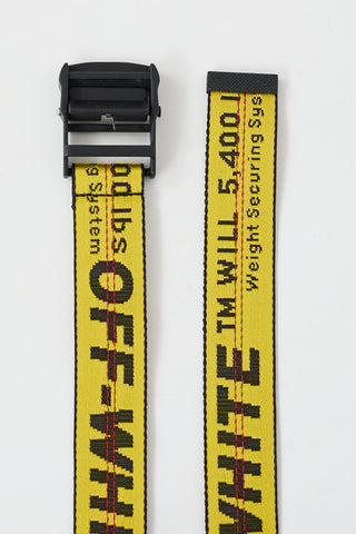 Off-White Yellow 
Black Industrial Logo Long Belt