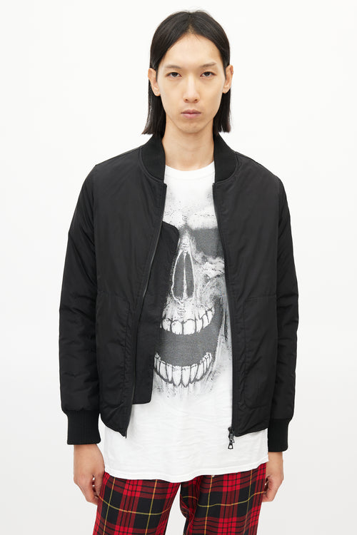 Officine Generale Black Nylon Bomber Jacket