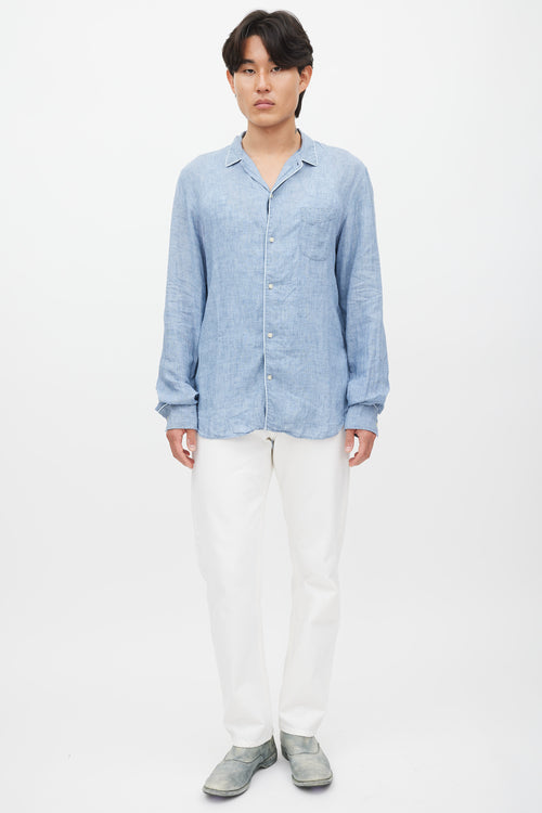 Officine Generale Blue Linen Shirt