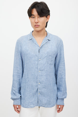 Officine Generale Blue Linen Shirt