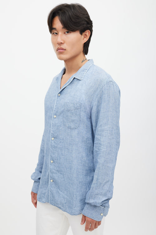 Officine Generale Blue Linen Shirt