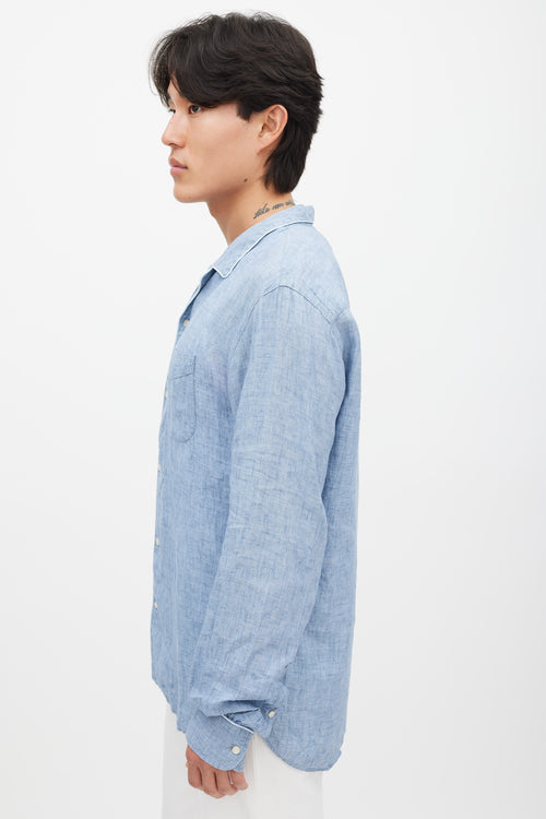 Officine Generale Blue Linen Shirt