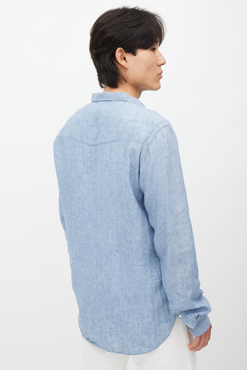 Officine Generale Blue Linen Shirt