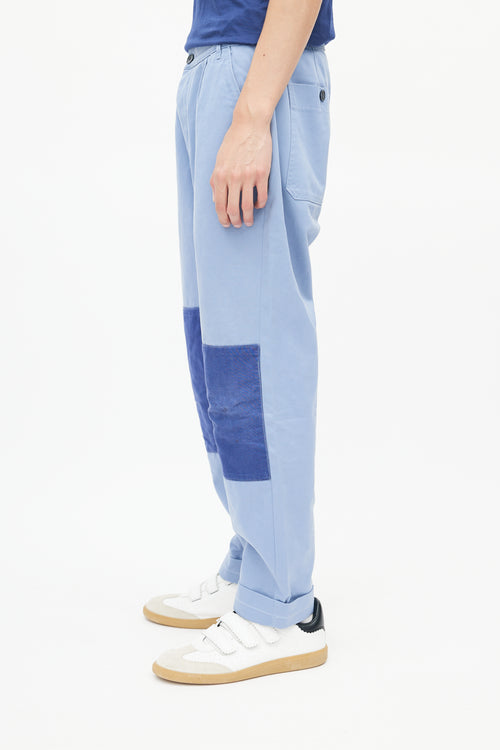 Officine Générale Blue Patched Cuffed Trouser