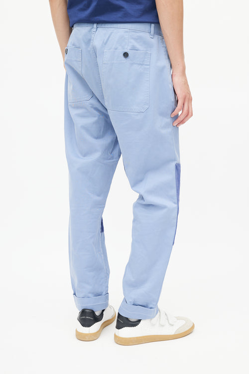 Officine Générale Blue Patched Cuffed Trouser