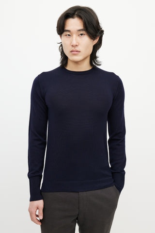 Officine Generale Navy Wool Knit Sweater