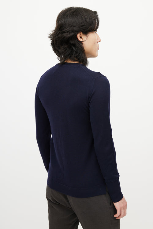 Officine Generale Navy Wool Knit Sweater