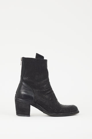 Officine Creative Black Textured Leather Boot