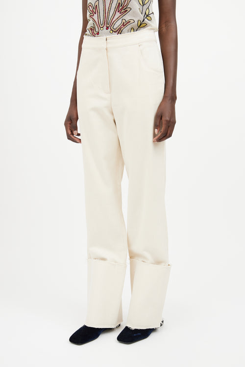 Olenich Cream Wide Leg Cuff Pant