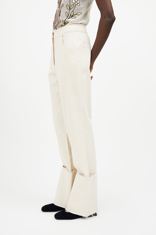 Olenich Cream Wide Leg Cuff Pant