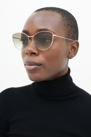 Oliver Peoples Gold Rayette Cateye Sunglasses