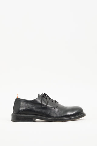 Open Closed Black Leather Derby