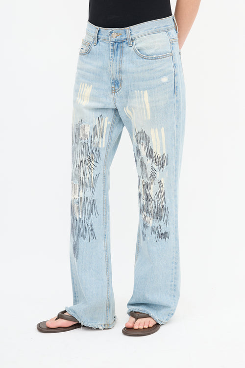 Open YY Light Wash Embroidered Jeans