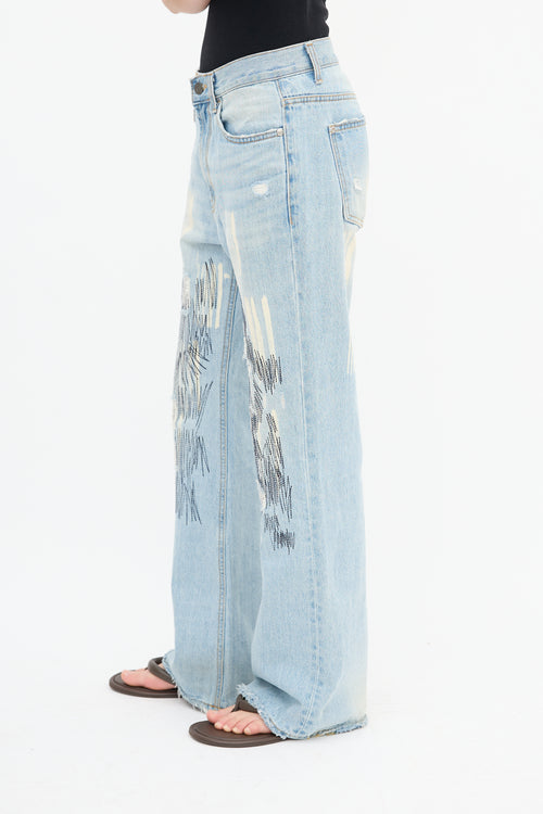 Open YY Light Wash Embroidered Jeans