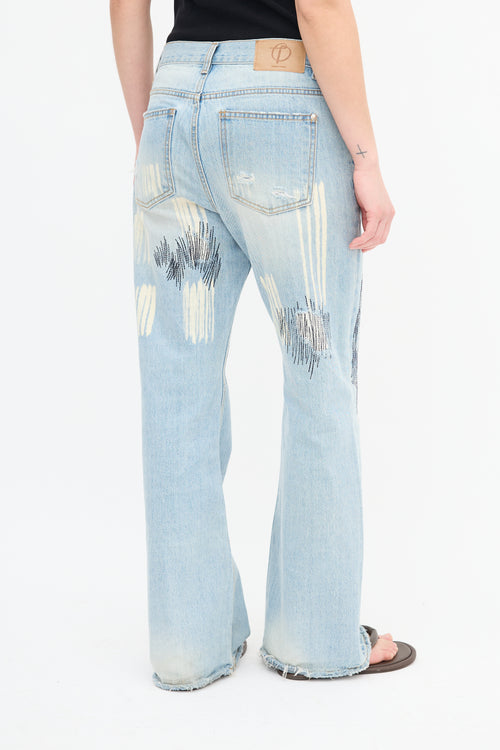 Open YY Light Wash Embroidered Jeans