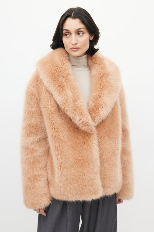 Opening Ceremony Pink 
Grey Faux Fur Knit Jacket