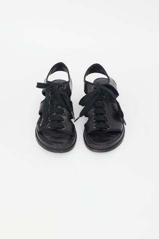 Opening Ceremony Black Leather Lace Up Sandal