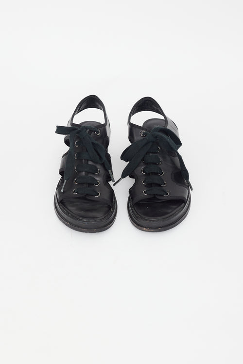 Opening Ceremony Black Leather Lace Up Sandal