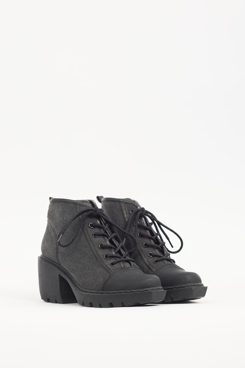 Opening Ceremony Dark Grey 
Black Canvas Ankle Boot