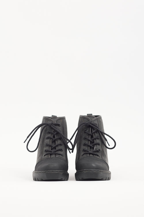 Opening Ceremony Dark Grey 
Black Canvas Ankle Boot