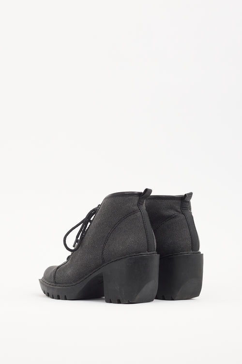 Opening Ceremony Dark Grey 
Black Canvas Ankle Boot