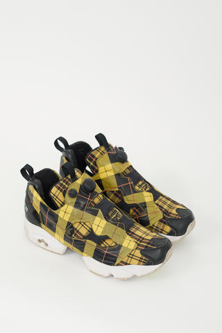 Opening Ceremony X Reebok Black 
Yellow Plaid Instapump Sneaker