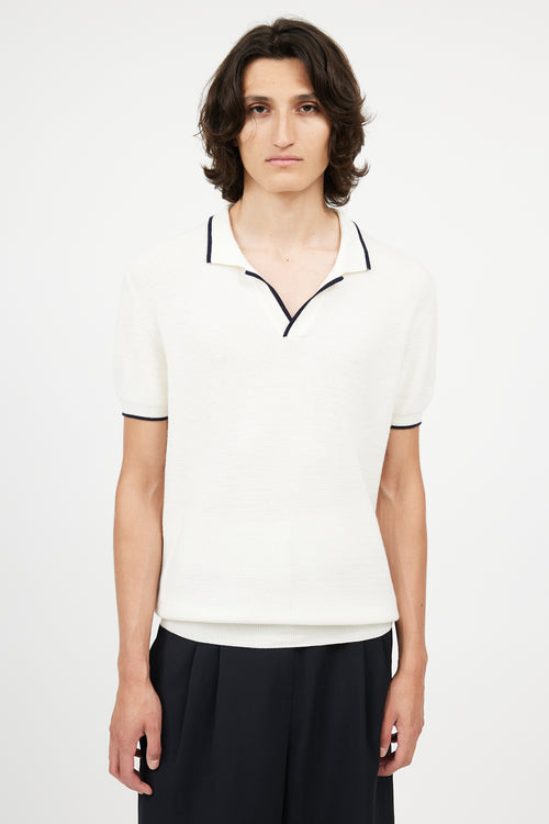 Orlebar Brown Cream Merino Wool Knit Polo