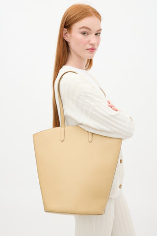 Oroton Beige Leather Structured Tote Bag